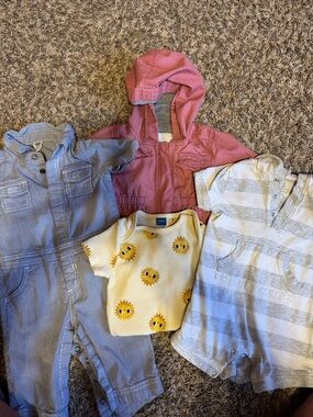 Assorted Old Navy Baby Rompers & Jacket Set - Pink, Blue, Yellow, Gray